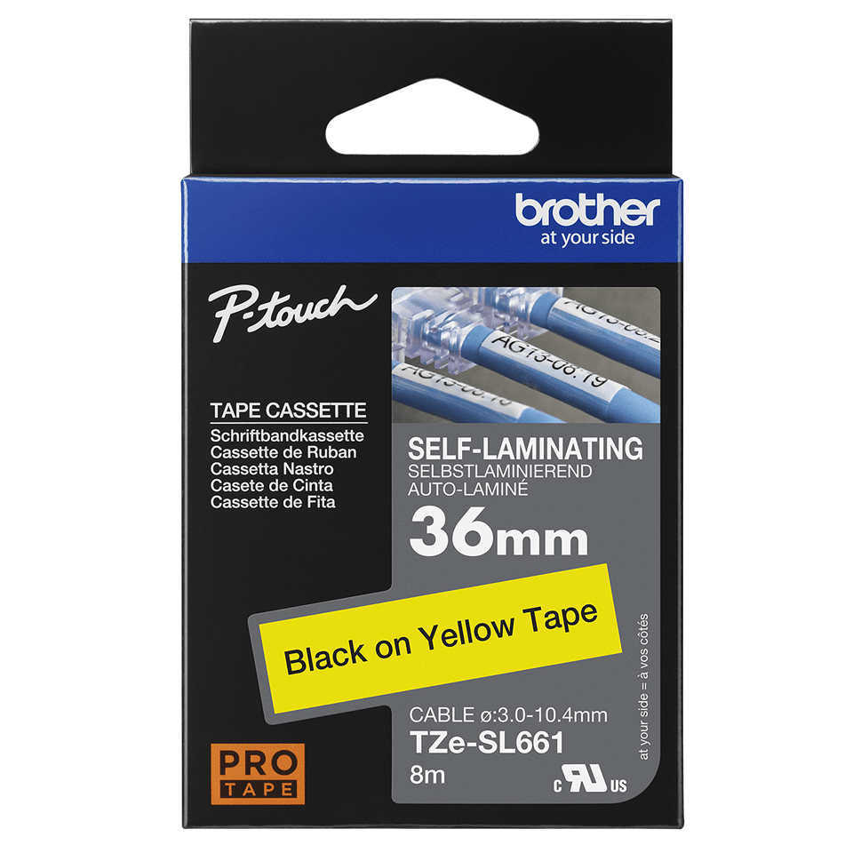 Brother TZe-SL661 Bandă Etichete cu Auto-laminare 36mm, Negru pe Galben - Etichetare Vizibilă și Rezistentă [3]
