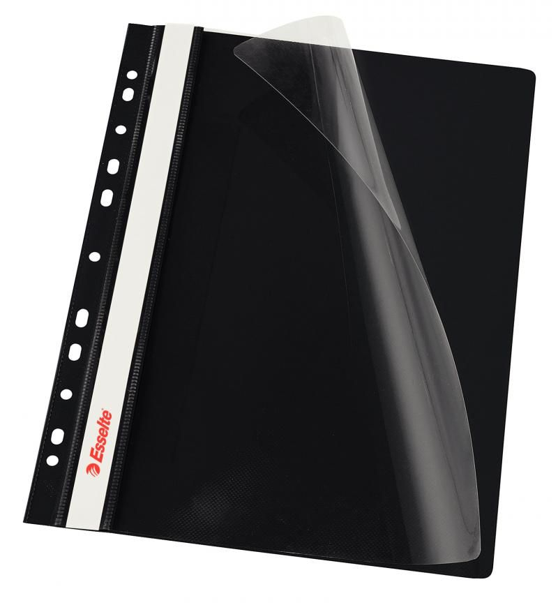 DOSAR PLASTIC CU SINA SI MULTIPERFORATII NEGRU 10/SET ESSELTE [2]