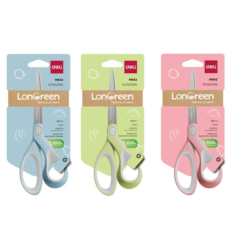 Foarfeca Birou 18Cm Culori Pastel Longreen Pl Reciclat Deli [8]