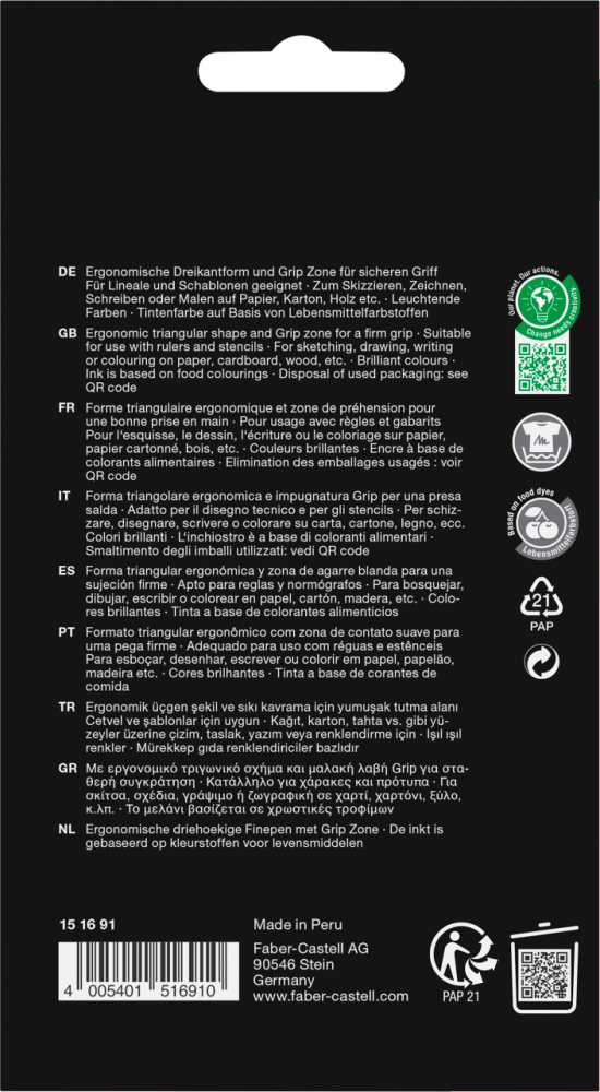 LINER 0.4MM SET 10 OFFICE A,N,R,V GRIP FABER-CASTELL [2]