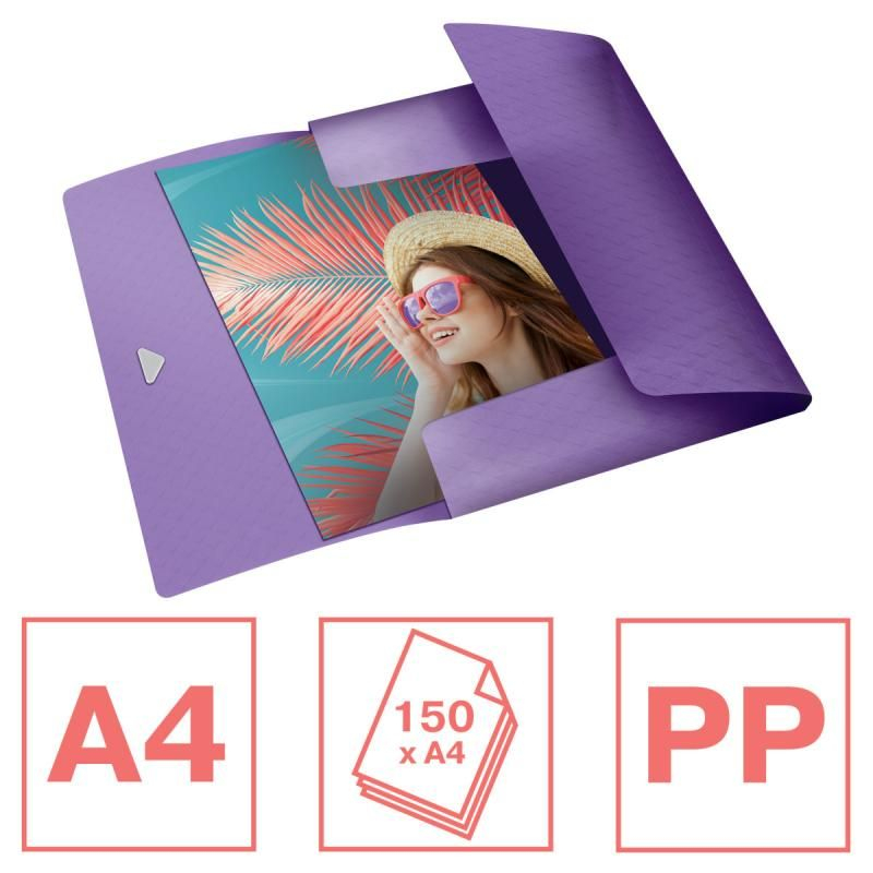MAPA PLASTIC CU ELASTIC LAVANDA 150 COLI RECICLABILA COLOUR'BREEZE ESSELTE [2]