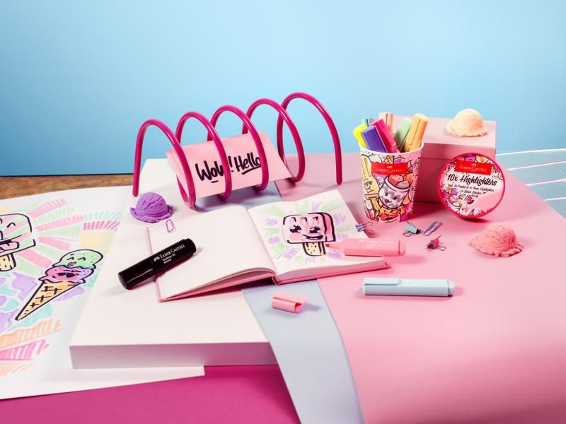 SET 10 TEXTMARKERE PASTEL EDITIE SPECIALA CUTIE INGHETATA FABER-CASTELL [3]
