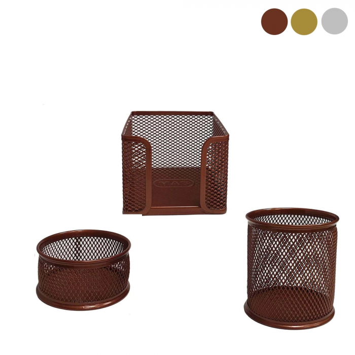 Set 3 Piese Suport Birou Metalic Mesh MAS - Organizator de Accesorii pentru Birou [2]