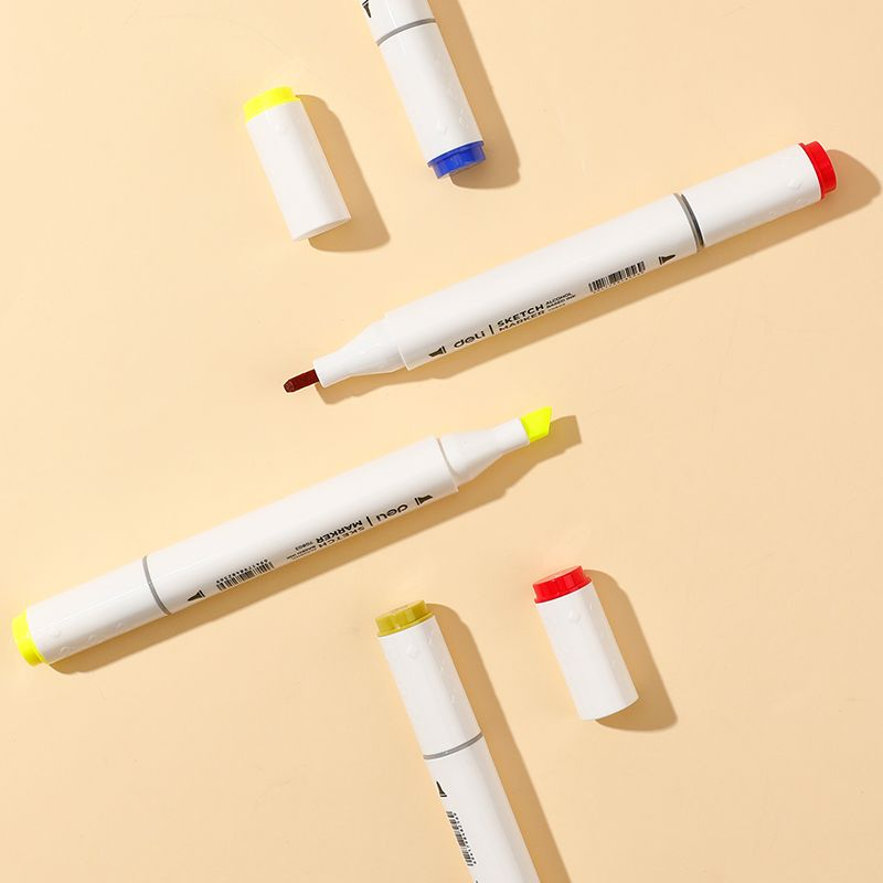 Set 36 Markere Sketching Varf Dublu Rotund 1mm/tesit 7mm Cut Plastic Color Emotion Deli [5]