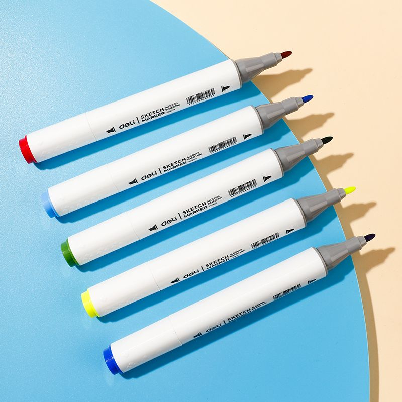 Set 36 Markere Sketching Varf Dublu Rotund 1mm/tesit 7mm Cut Plastic Color Emotion Deli [6]