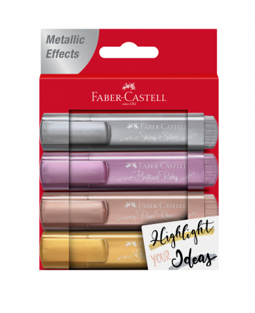 Markere / Textmarkere - Textmarker set 4 buc. Metalizat Faber Castell