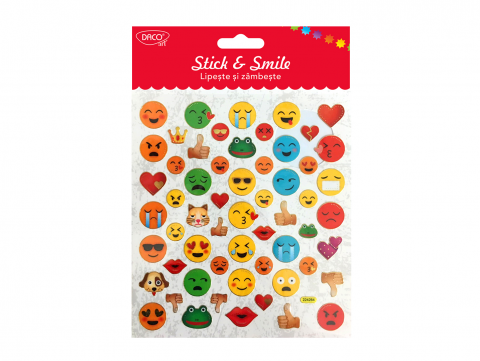 Articole Creative și Craft - Abtibild - AB025 Smiley Face Stick&Smile DACO
