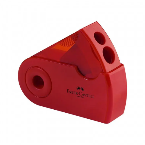 Ascuţitori - Ascutitoare plastic dubla sleeve rosie/albastra Faber Castell