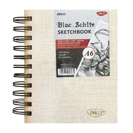 Bloc Notes - Bloc Schițe DACO A6 - 80 File, Copertă Dură, 120 g/mp
