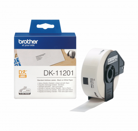 Consumabile echipamente de etichetat - Brother DK-11201, Rolă Etichete, negru pe alb, 29x90mm