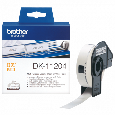 Role Brother DK - Brother DK-11204, Rolă Etichete, negru pe alb, 17x54mm