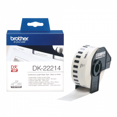 Role Brother DK - Brother DK-22214, Rolă de hârtie continuă, negru pe alb, 12mm/30,48m