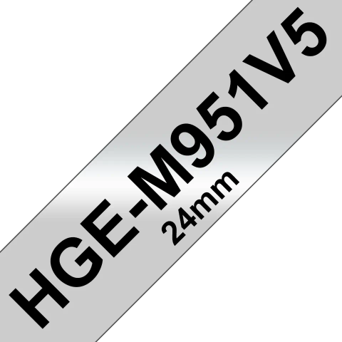 Benzi Brother P-Touch - Brother HGe-M951V5 Casetă cu Bandă Etichete HG 24mm, Negru pe Argintiu - Etichetare Elegantă și Durabilă