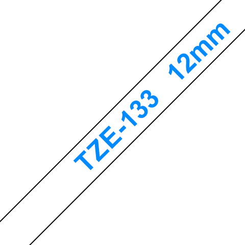 Benzi Brother P-Touch - Brother TZe-133 Bandă Etichete Laminată 12mm, Albastru pe Transparent - Etichetare Durabilă și Elegantă