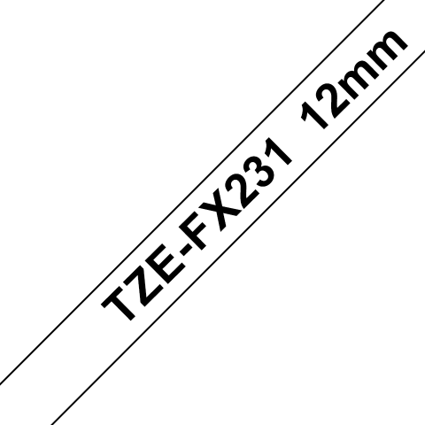 Consumabile echipamente de etichetat - Brother TZe-FX231 Bandă Etichete Laminată Flexibilă ID 12mm, Negru pe Alb - Etichetare Flexibilă și Durabilă