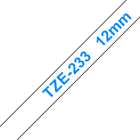 Benzi Brother P-Touch - Brother TZe-233 Bandă Etichete Laminată 12mm, Albastru pe Alb- Etichetare Durabilă și Elegantă