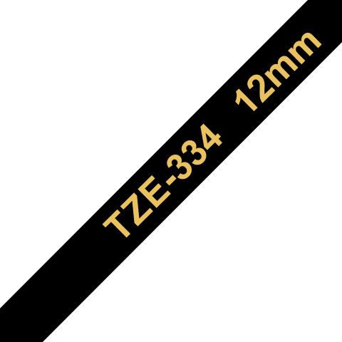 Benzi Brother P-Touch - Brother TZe-334 Bandă Etichete Laminată 12mm, Auriu pe Negru - Etichetare Elegantă și Durabilă