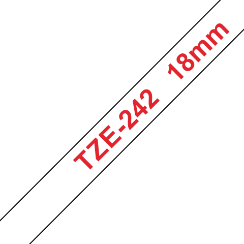 Benzi Brother P-Touch - Brother TZe-242 Bandă Etichete Laminată 18mm, Roșu pe Alb - Etichetare Vizibilă și Durabilă