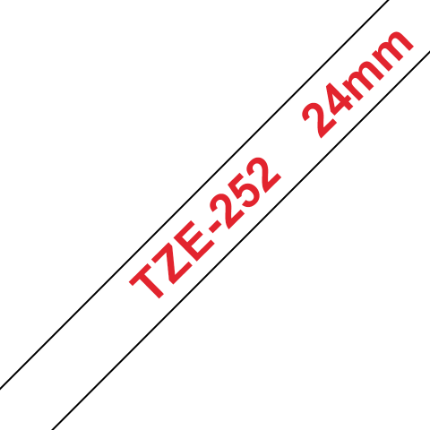 Benzi Brother P-Touch - Brother TZe-252 Bandă Etichete Laminată 24mm, Roșu pe Alb - Etichetare Vizibilă și Durabilă