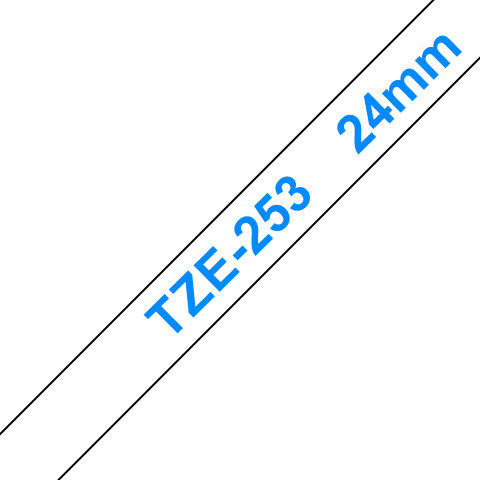 Benzi Brother P-Touch - Brother TZe-253 Bandă Etichete Laminată 24mm, Albastru pe Alb - Etichetare Clară și Profesională