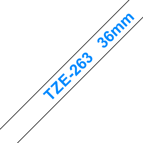 Benzi Brother P-Touch - Brother TZe-263 Bandă Etichete Laminată 36mm, Albastru pe Alb - Etichetare Clară și Durabilă