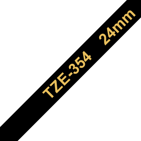 Benzi Brother P-Touch - Brother TZe-354 Bandă Etichete Laminată 24mm, Auriu pe Negru - Etichetare Elegantă și Durabilă