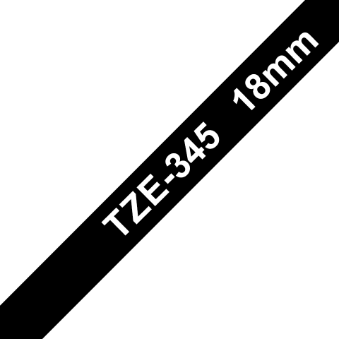Benzi Brother P-Touch - Brother TZe-345 Bandă Etichete Laminată 18mm, Alb pe Negru - Etichetare Clară și Elegantă
