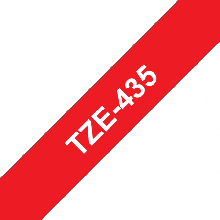 Casetă cu bandă de etichete originală Brother TZe-435 – alb pe roșu, lățime de 12mm [3]