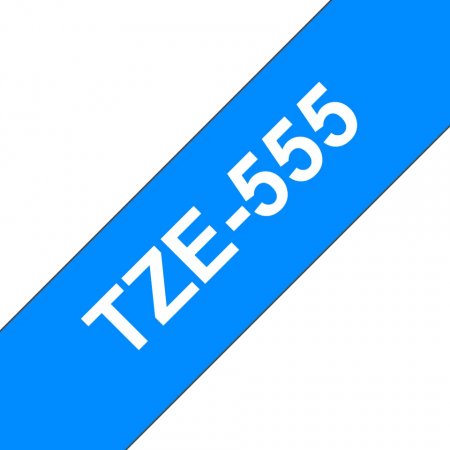 Brother TZe-555, Bandă Etichete Laminată, alb pe albastru, 24mm [2]
