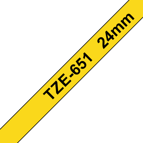 Benzi Brother P-Touch - Brother TZe-651 Bandă Etichete Laminată 24mm, Negru pe Galben - Etichetare Vizibilă și Durabilă