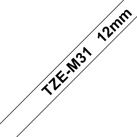 Benzi Brother P-Touch - Brother TZe-M31 Bandă Etichete Laminată 12mm, Negru pe Transparent Mat - Etichetare Discretă și Profesională