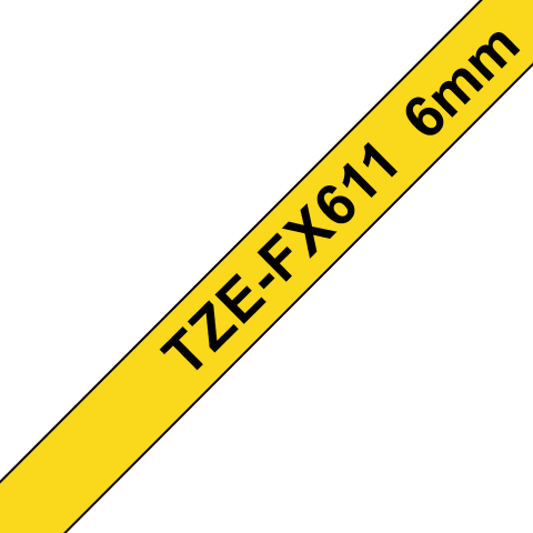 Benzi Brother P-Touch - Brother TZe-FX611, Bandă Etichete Laminată Flexi ID, negru pe galben, 6mm