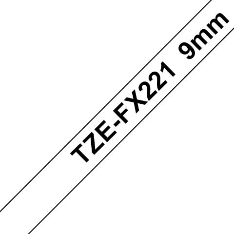 Benzi Brother P-Touch - Brother TZe-FX221 Bandă Etichete Laminată Flexi ID 9mm, Negru pe Alb - Etichetare Flexibilă