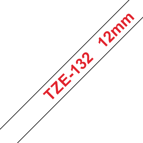 Benzi Brother P-Touch - Brother TZe-132 Bandă Etichete Laminată 12mm, Roșu pe Transparent - Etichetare Elegantă și Durabilă