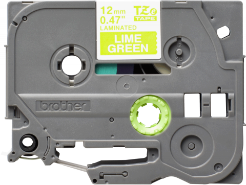 Brother TZe-MQG35 Bandă Etichete Laminată Mată 12mm, Alb pe Verde Lime - Etichetare Luminoasă și Modernă [1]