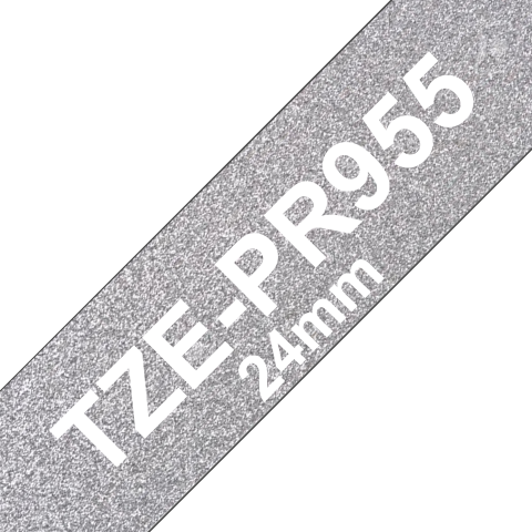 Benzi Brother P-Touch - Brother TZe-PR955 Bandă Etichete Laminată 24mm, Alb pe Auriu Sclipitor - Etichetare Elegantă și Vizibilă