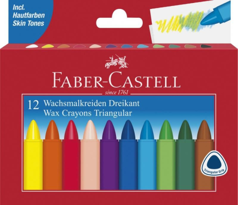 Papetărie / Birotică - CREIOANE CERATE TRIUNGHIULARE 12 CULORI FABER-CASTELL