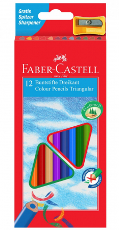 Creioane Colorate - Creioane Colorate Triunghiulare 12 Culori cu Ascuțitoare Eco Faber Castell