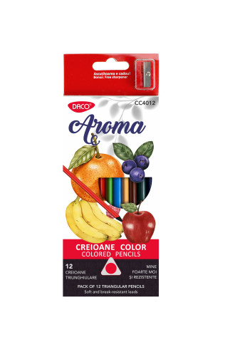 Creioane Colorate - Creion color 12 culori parfumate Aroma DACO