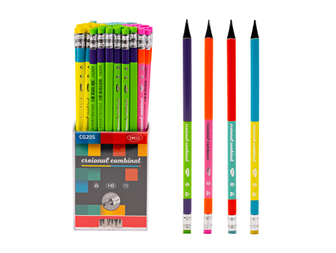 Instrumente de scris - Creion negru cu radiera combinat DACO CG205