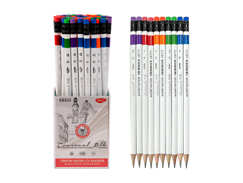 Instrumente de scris - Creion negru cu radiera DACO Corp Alb CG111