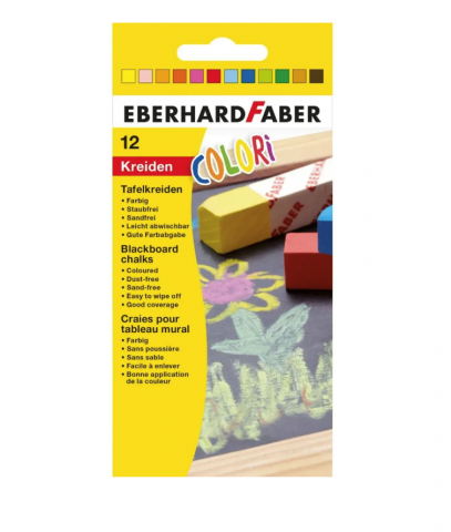 Cretă/Burete/Table Școlare - Creta colorată Colori, 12buc/cutie, Eberhard Faber