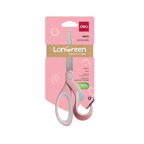 Foarfeca Birou 18Cm Culori Pastel Longreen Pl Reciclat Deli [2]