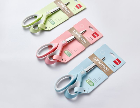 Foarfeca Birou 18Cm Culori Pastel Longreen Pl Reciclat Deli [4]