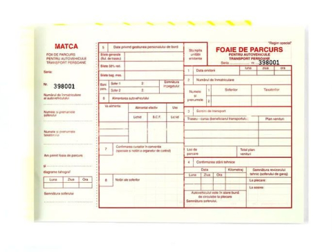 Papetărie / Birotică - Foi Parcurs Persoane A4 Inseriate