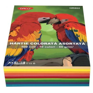 Hârtie Color - Hârtie Colorată  80gr A4 500 coli / 10 culori Daco