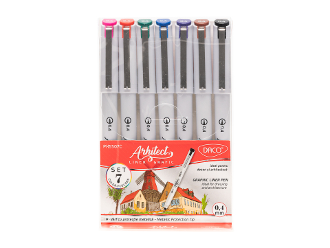 Linere - Pix liner grafic Arhitect color 0.4 mm set 7 DACO