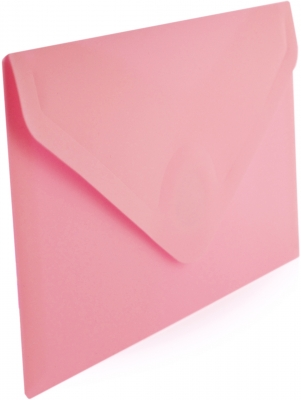 Papetărie / Birotică - Plic Plastic Office Box, Prindere Tip Arici, în V, Culoare Roz