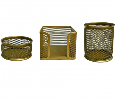 Suport Accesorii Birou - Set 3 Piese Suport Birou Metalic Mesh MAS - Organizator de Accesorii pentru Birou