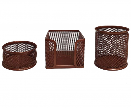 Suport Accesorii Birou - Set 3 Piese Suport Birou Metalic Mesh MAS - Organizator de Accesorii pentru Birou